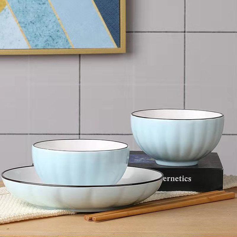 Household Dishes Set Ceramic Thickened Anti-scalding Simple Creative Small Fresh Pumpkin Bowl Plate Tableware