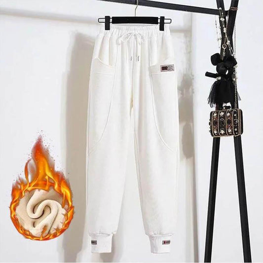 Sweatpants Women's Autumn Winter Silver Fox Velvet Thickened Korean Version of Loose Casual Pants Women's Plus Velvet Warmth Fashion Trend Was Thin