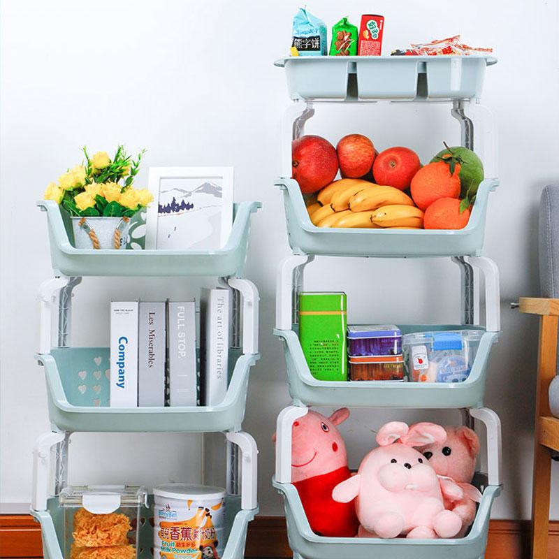 4-layer Cabinet Storage Shelf Floor Shelf Storage Rack Multifunctional Vegetable Fruit Storage Basket Snack Toy Holder Household Kitchen Organizers