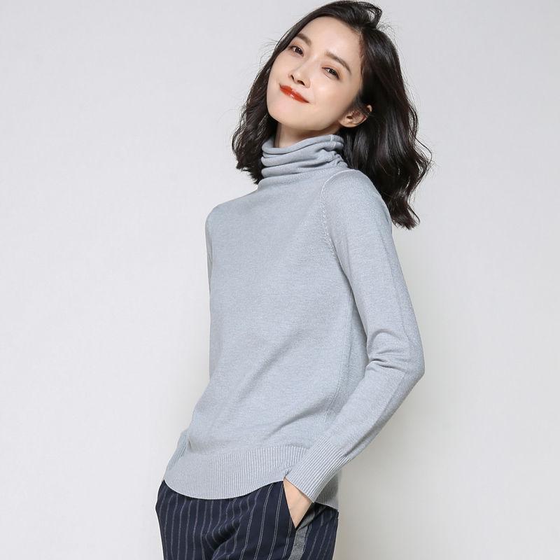 Cashmere Sweater 2019 Women's Autumn Winter Sweaters Pullover Turtleneck Solid Office Lady Slim Tops