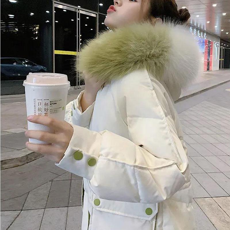 Women's Over-the-knee Mid-length Padded Coat Winter Coat Thick Padded Coat Big Fur Collar Loose Bread Parkas