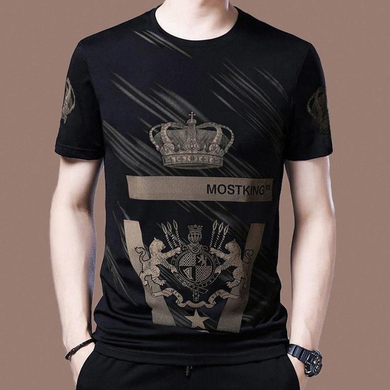 Round Neck Short-sleeved T-shirt Men's Ice Silk Summer Half-sleeved Young and Middle-aged Men's Breathable Loose T-shirt Top Clothes