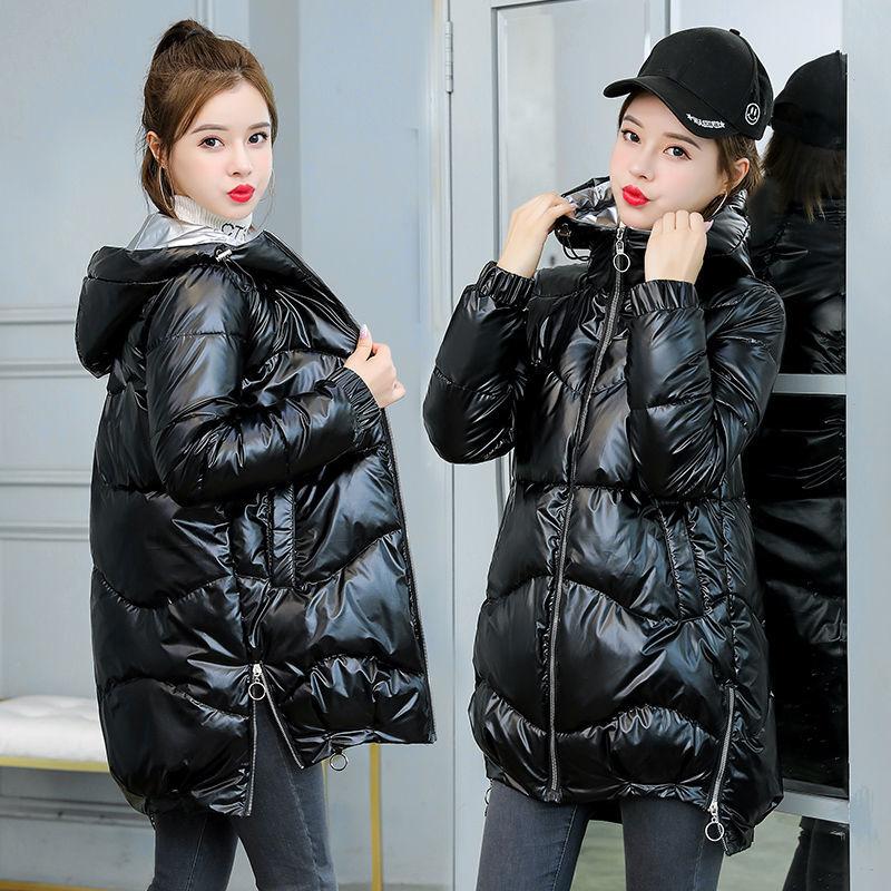 Fashion Women's Mid-length Coat Winter Loose and Colorful Hooded Down Cotton Coat