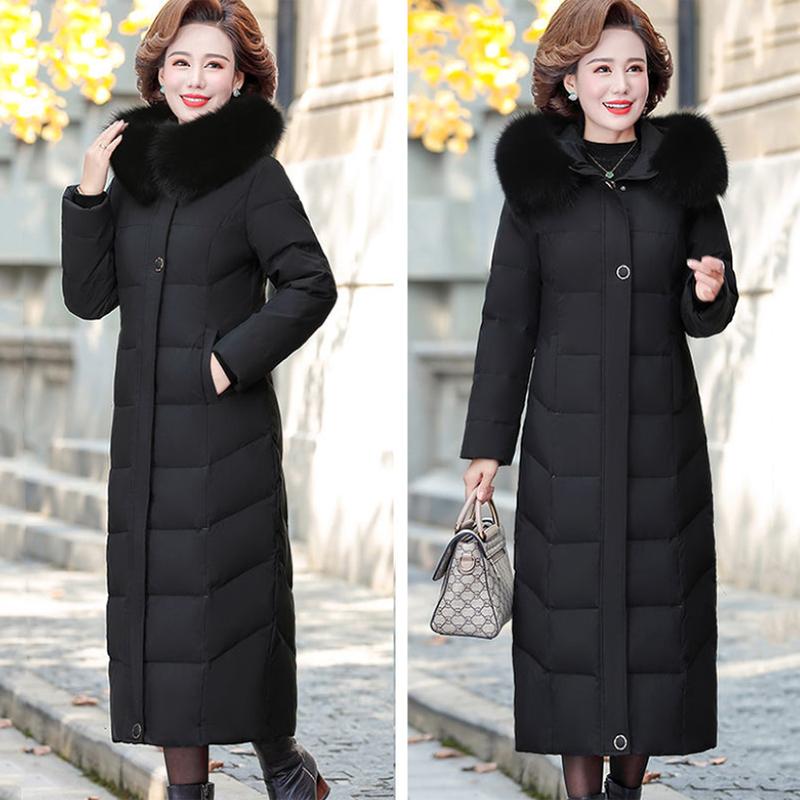 Women's Mid-length Down Jacket Winter Korean Loose Cotton Clothes Casual Hooded Padded Jacket Quilted Jacket