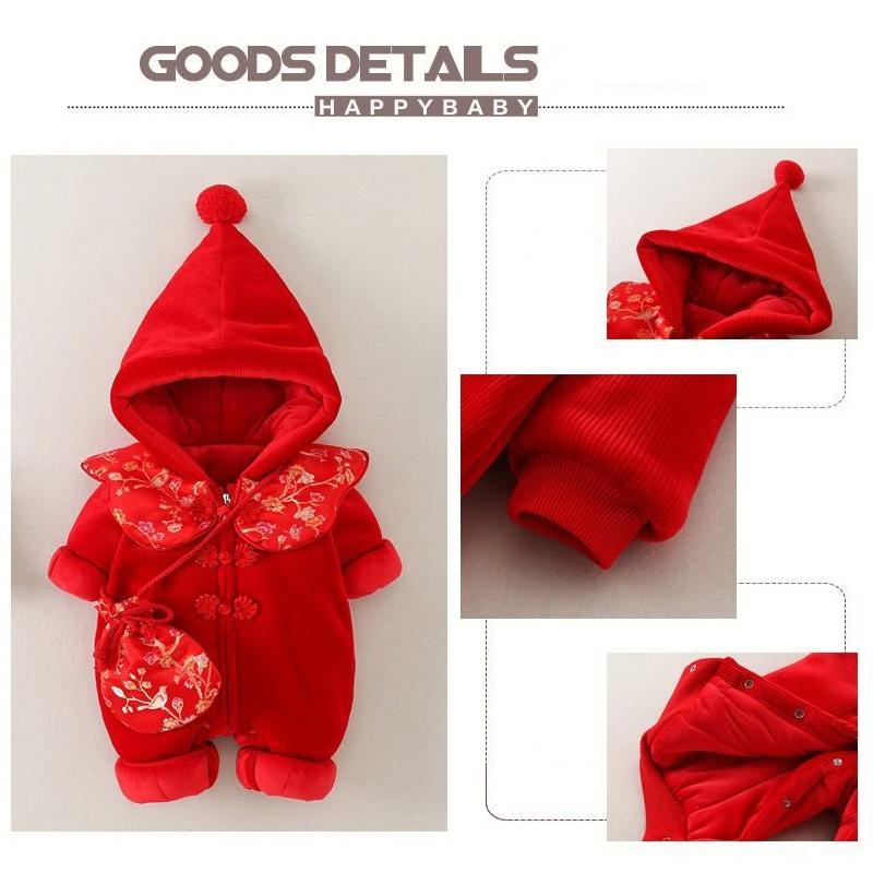 Baby Winter Dress Women's Chinese New Year Clothes Children's New Year Dress Plush Thickened Baby One-piece Clothes Go Out