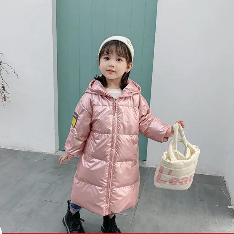 White Duck Down Children's Down Jacket Girls Mid-length Disposable Winter Padded Jacket