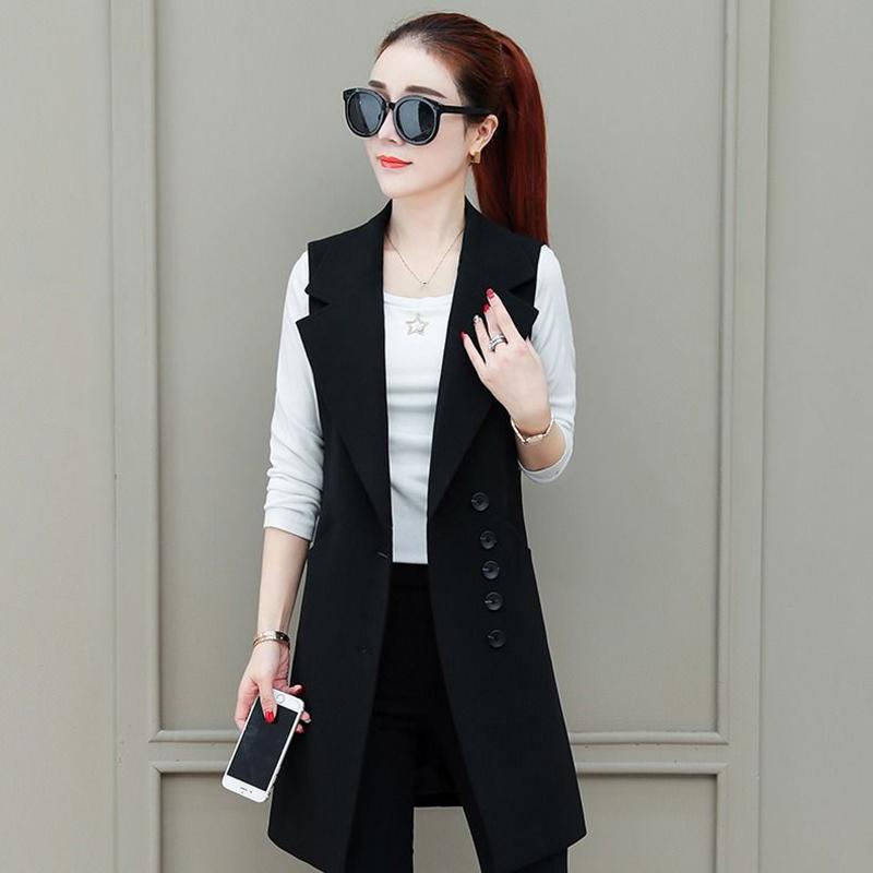 Women's Mid-length Waistcoat Slim Slimming Plaid Vest Suit Vest Waistcoat Ladies Sleeveless Jacket Temperament Elegant Blazer