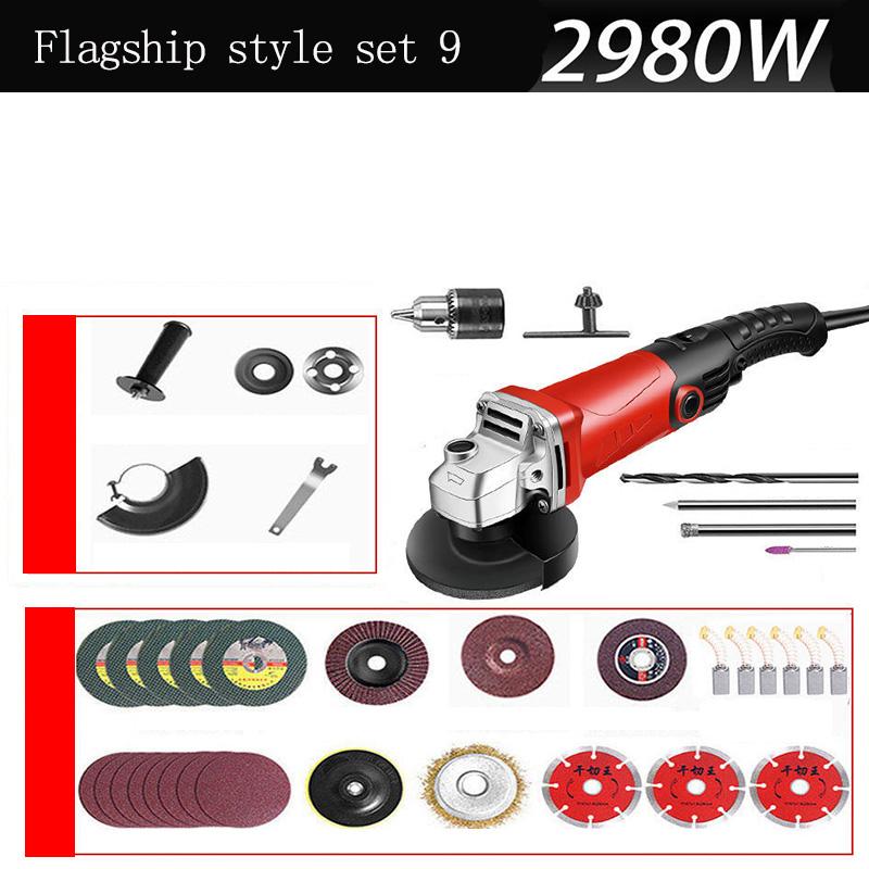 High-power Variable Speed Industrial Electric Angle Grinder Set Multi-function Grinder Cutting Machine Support 100mm Roulette