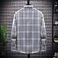 Spring and Autumn New Men's Shirts Loose Large Size Retro Plaid Long-sleeved Shirts Brushed Jackets Hong Kong Style Tops