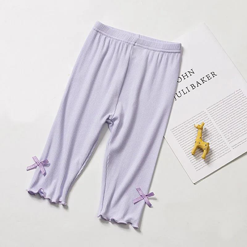 Girls' Cropped Trousers Summer Clothes Thin Children's Pants Children's Outer Shorts Summer White Ultra-thin Leggings