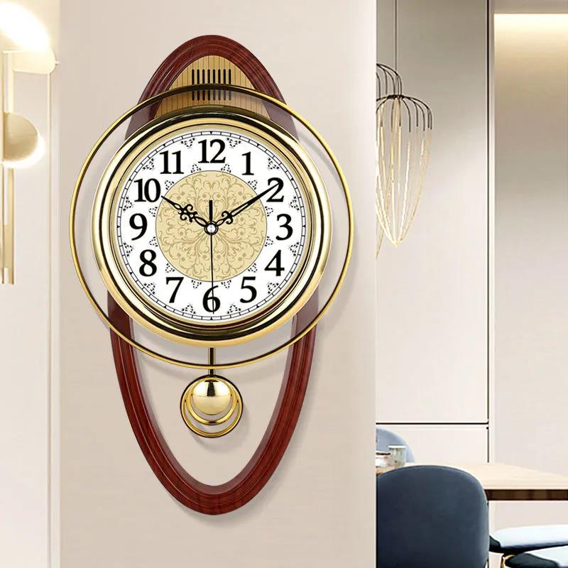 European Style Retro Swing Wall Clock Living Room Simple Fashion Wall Watch Bedroom Silent Quartz Clock Modern Clock