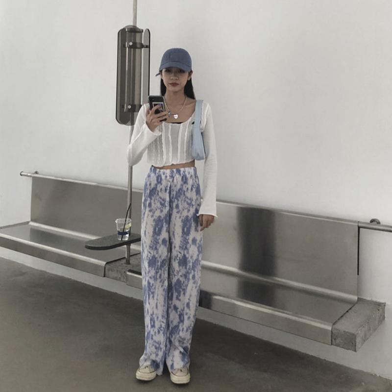 Wide Leg Pants Summer Thin Section Female Students Korean Graffiti Summer Casual Pants Women Loose Wild