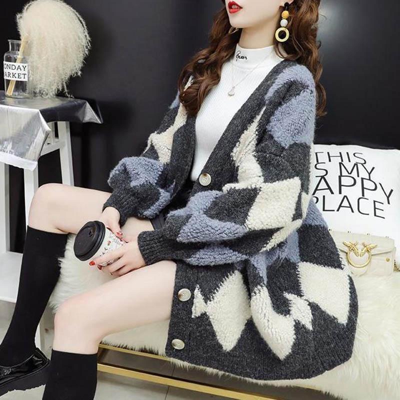 Knitted Cardigan Women's Fall/winter Loose Sweater Jacket Plus Size Women's Trend