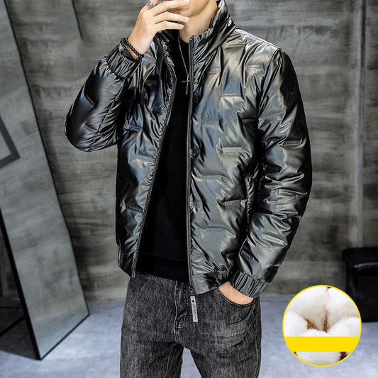 White Duck Down Shiny Light Men's Down Jacket Winter Warmth  Slim Young Men's Jacket Plus Size