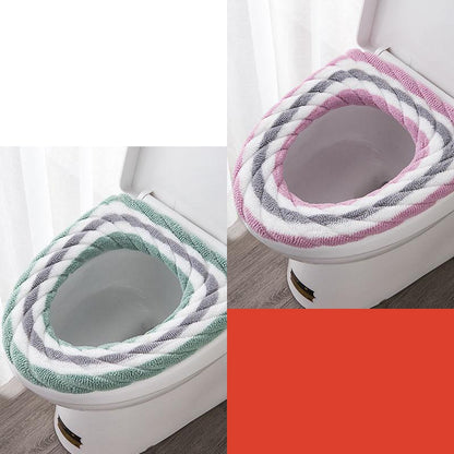 2PS Toilet Seat Cushion Household Toilet Seat Cushion Winter Thickened Plush Toilet Seat Cover Toilet Seat Washer Washable