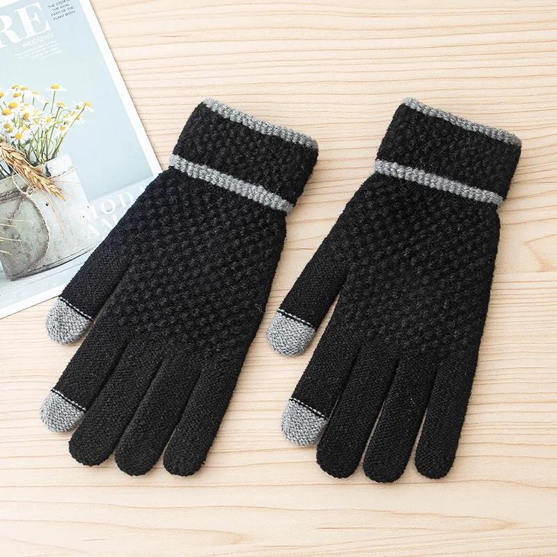 Women's Autumn Winter Imitation Cashmere Knitted Gloves Touch Screen Warm Cold Proof Korean Style Simple Mittens Solid Knitting Gloves Full Fingers