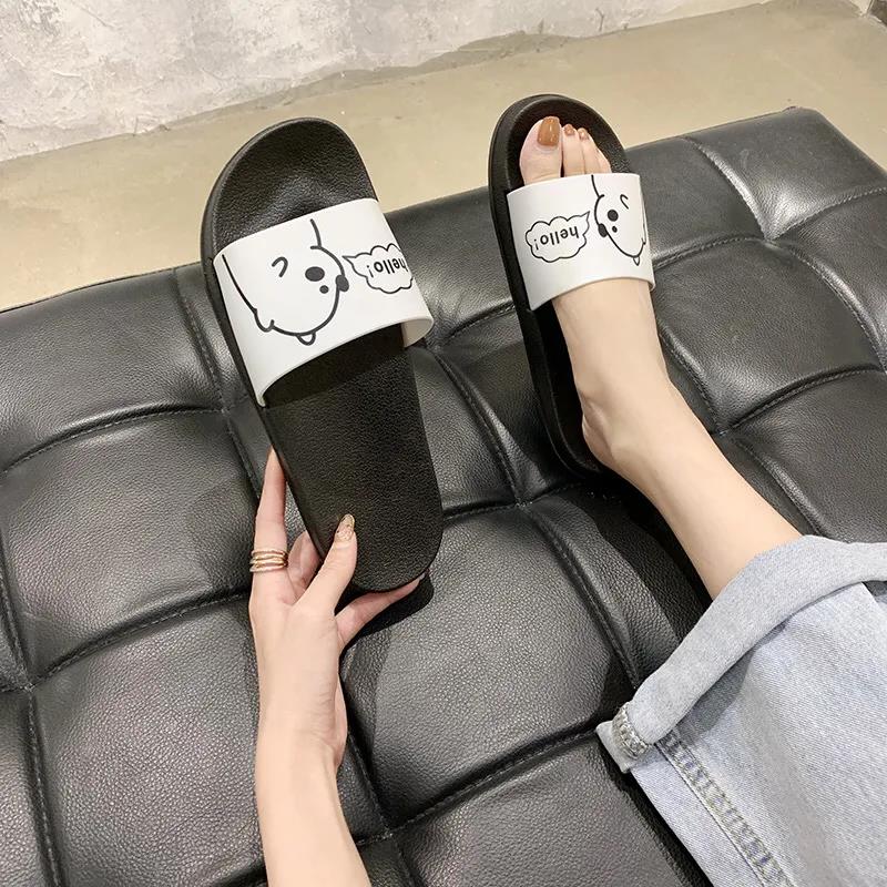 Korean Style Slippers Female Summer Wear Student Cute Bear Home Bathing Non-slip Soft Bottom Sandals and Slippers