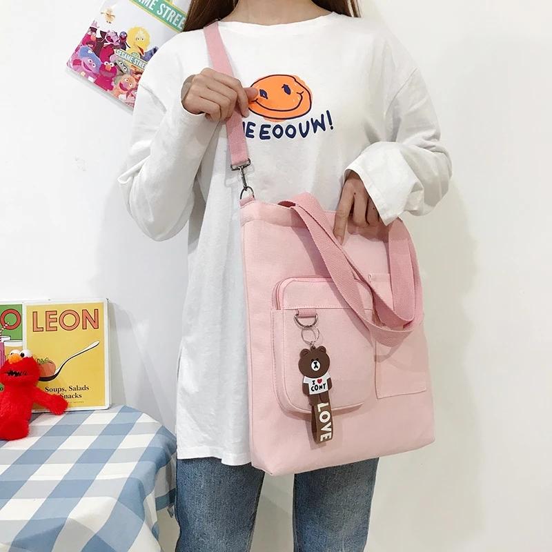 Canvas Bag Female Student Shoulder Bag Female Bag Korean Messenger Bag Handbag Large Capacity Tote Bag