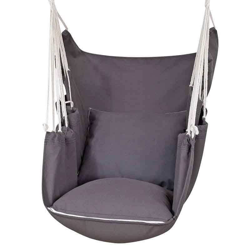 Solid Color Canvas Hammock Swing Indoor and Outdoor Thickened Canvas Cradle Chair Including Pillow