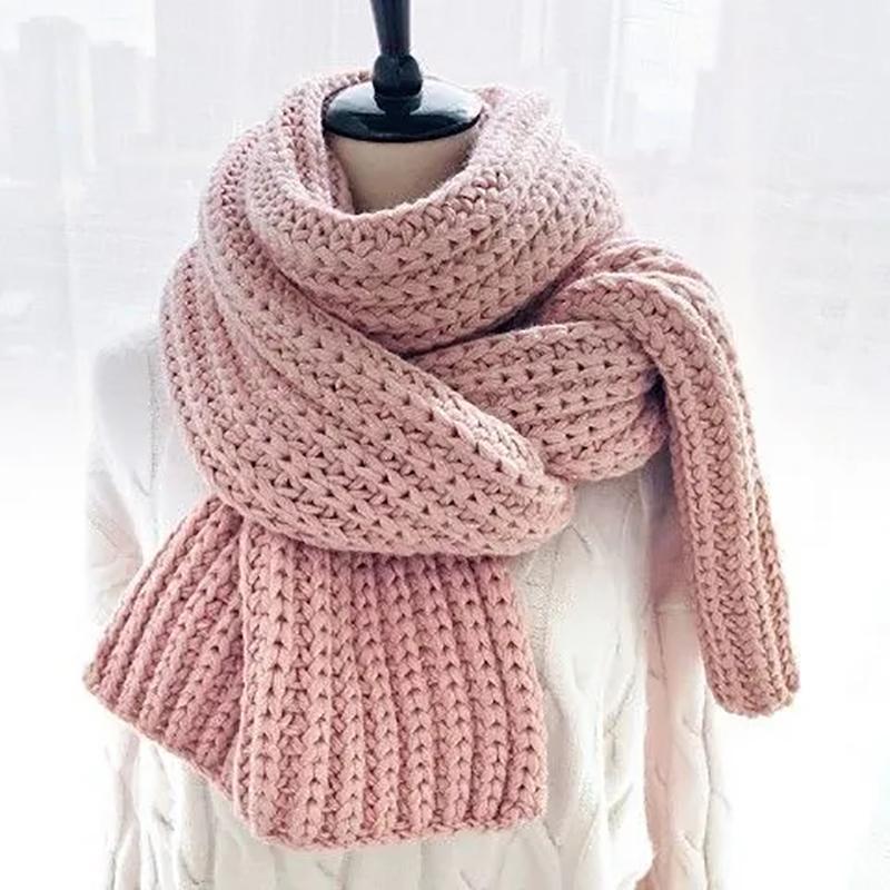 Scarves Women Knit Scarf Women Winter Warm Wraps Elegant Fashion Lady Knitted Shawls 2021 New Female Shawls