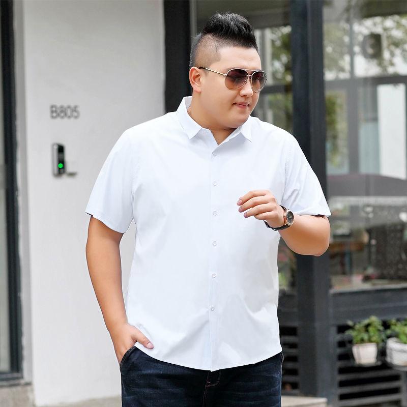 Plus Fat Plus Size Men's Short-sleeved Shirt Thin Section Extra-large Fat Half-sleeved Shirt Young and Middle-aged Summer Shirt