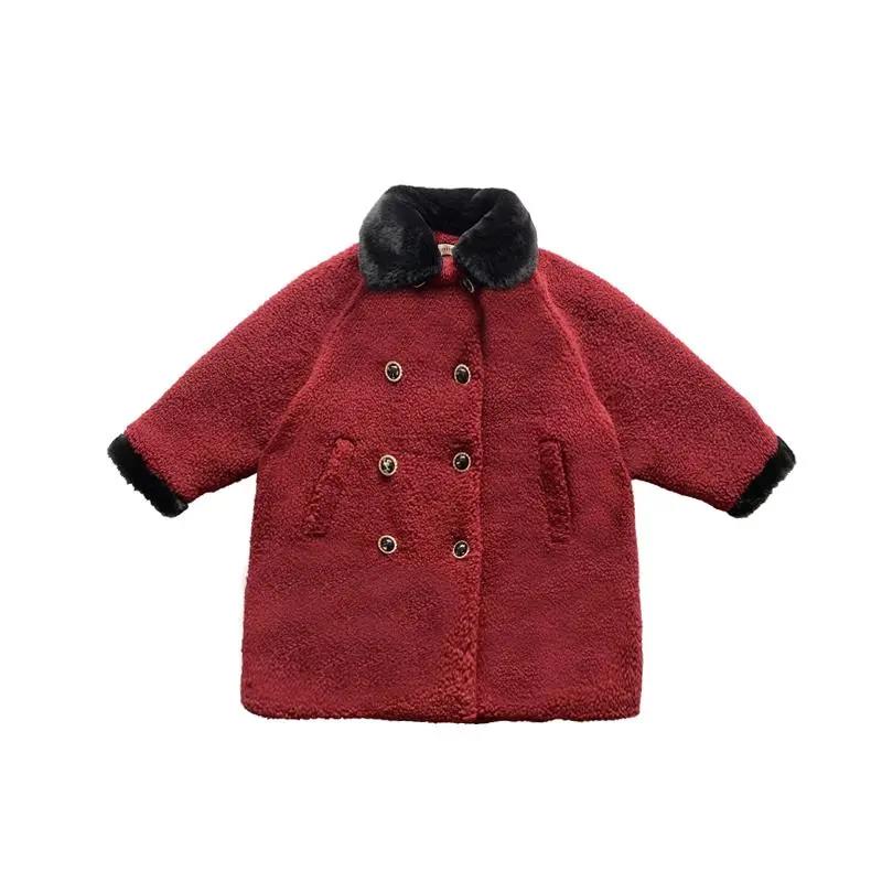 Girls Thick Lamb Wool Coat Mid-length Winter Clothes Plus Velvet To Keep Warm and Windproof