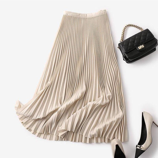 Pleated Skirt Ladies Mid-length High Waist Drape Long Skirt Fashion All-match A-line Skirt