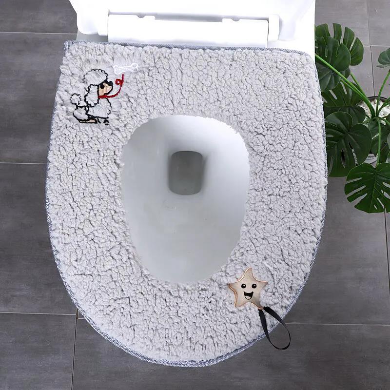 Toilet Mat Household Two-piece Chain Soft Plush Washable Thick Fashion Suit Four Seasons Universal Toilet Cover