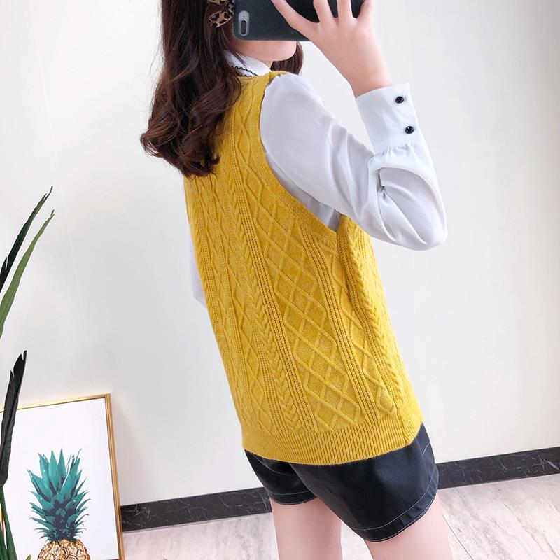 Autumn and Winter V-neck Cardigan Vest Loose College Style Knit Top Fashion Simple Female Jacket