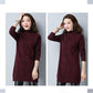 Women Winter Fall Turtleneck Knitwears Dresses Long Knitted Solid Color Sweater Skirt Thick