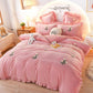 Korean Towel Embroidered Crystal Velvet Four-piece Flannel Sheet Duvet Cover Bedding