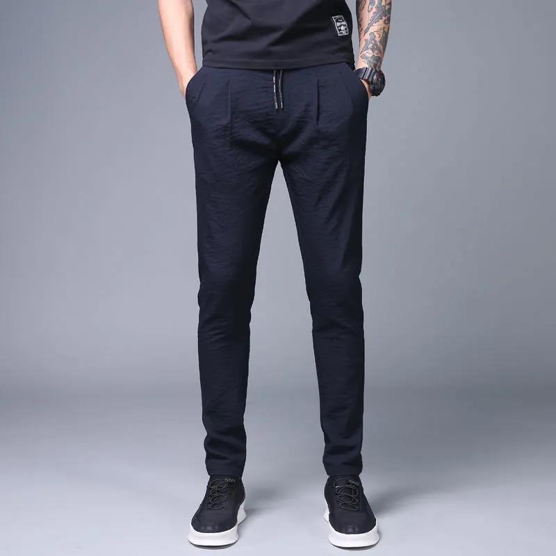 Men's Summer Sports Tie-footed Nine-point Men's Casual Pants Men's Thin Loose Loose Casual All-match