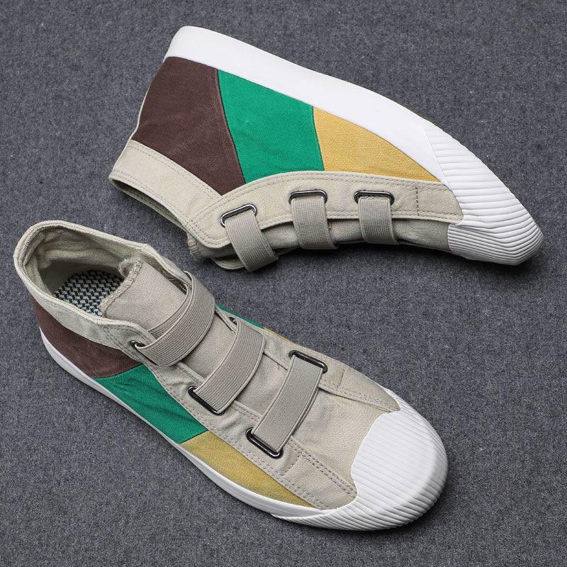 Plus Size 38-44 Summer Men High-top Canvas Sneakers Comfortable Running Basketball Shoes Breathable Shockproof Non-slip Shoes