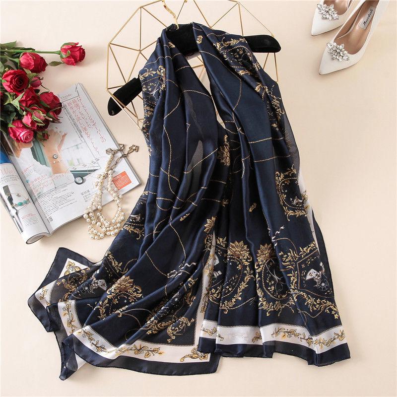 Scarves Ladies Gorgeous Fashion Square Printing Silk Scarf Women's Decorative Shawl