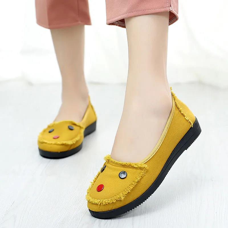 Old Beijing Cloth Shoes Women's Pedal Casual Flat Soft Sole Shoes Breathable Canvas Shoes Mother Shoes