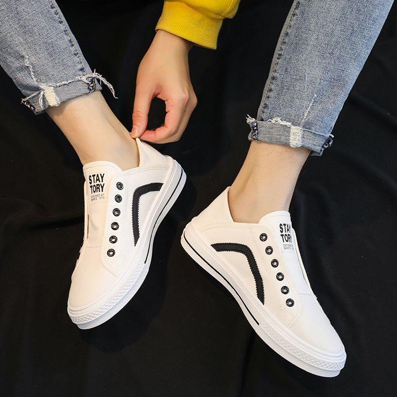 Men's Fashion Casual Shoes Breathable Lightweight Board Shoes Men Sports Canvas Trend Shoes Wear Comfortable Without Laces