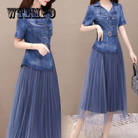 Korean Dress for Women 2019 Summer Casual Jeans Dress Short Sleeve Denim Dress Women Denim   Dress