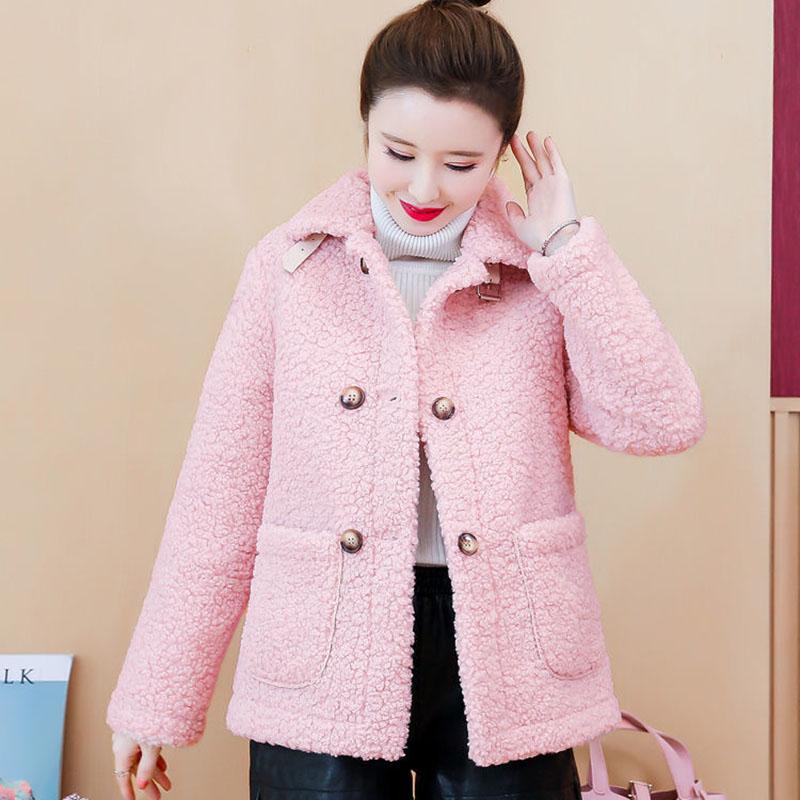 Lamb Wool Short Coat Female Autumn and Winter Korean Loose Faux Fur One-piece Lamb Wool Granular Fleece Coat