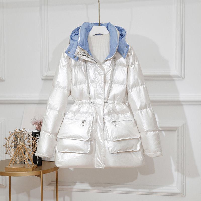 Winter New Down Jacket Women's Mid-length Korean Style Slim Shiny Thick Coat Down Jacket