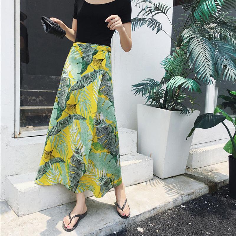 Long Floral Chiffon Casual Skirt A Piece of Cloth Women Summer Long Beach Wrap Skirt