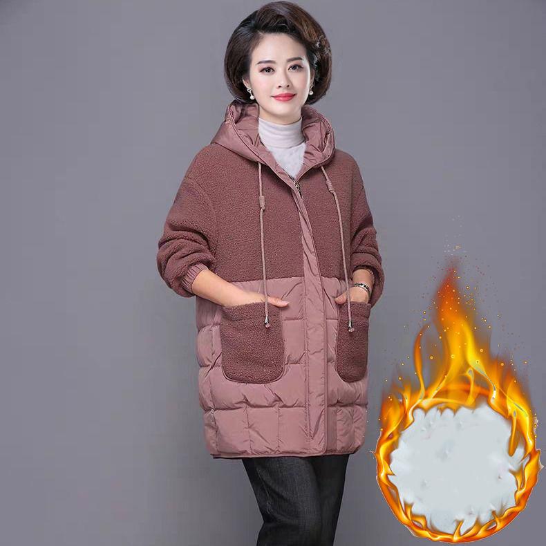 Down Padded Jacket Women Fall Winter Jacket Mid-length Padded Coat Large Size Middle-aged Thick Padded Jacket