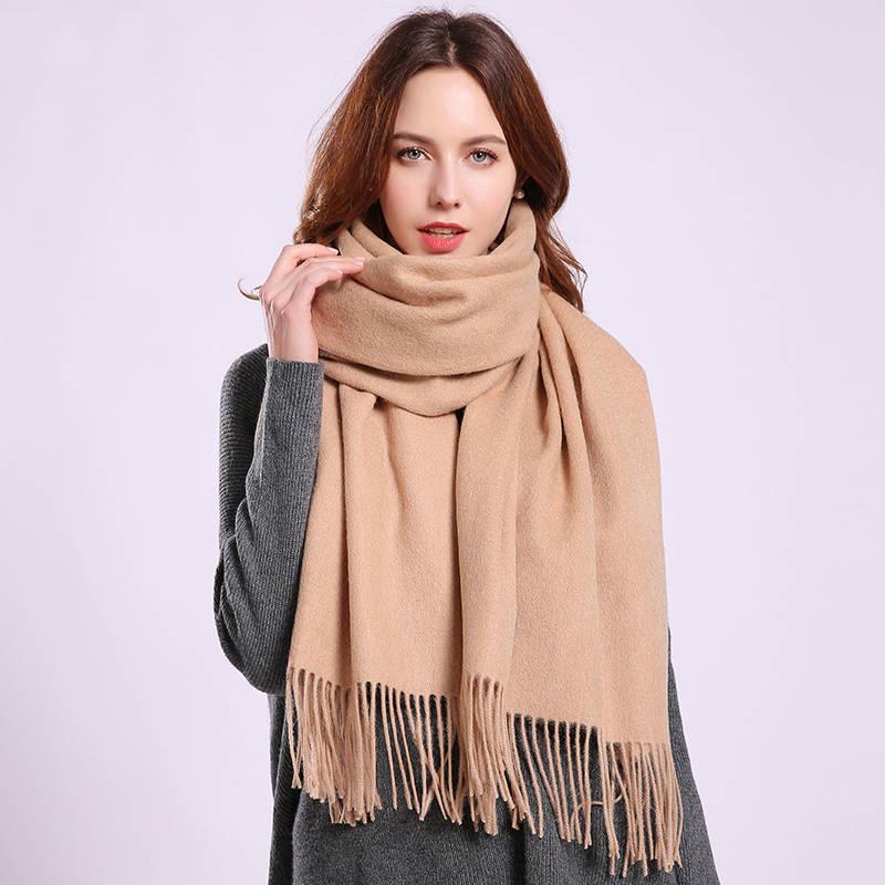 Women Cashmere Thick Unisex Solid Scarf Pashmina Shawl Wrap Female Hijab Stoles Tassel Scarves