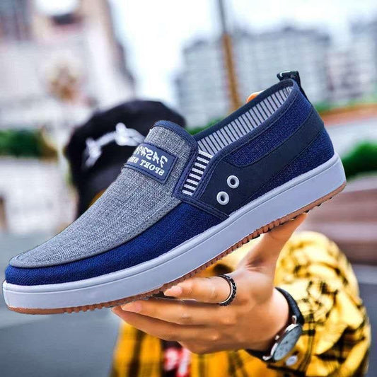 Tendon Bottom Male Old Beijing Cloth Shoes Denim Canvas Shoes Flat Casual Non-slip Wear-resistant Low-top Sneakers