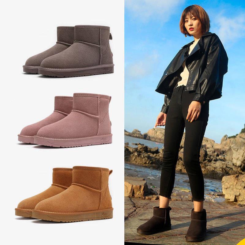 Woman Boots Genuine Leather Waterproof Snow Boots Fur Woman Ankle Boots 2019 Winter Ladies Shoes