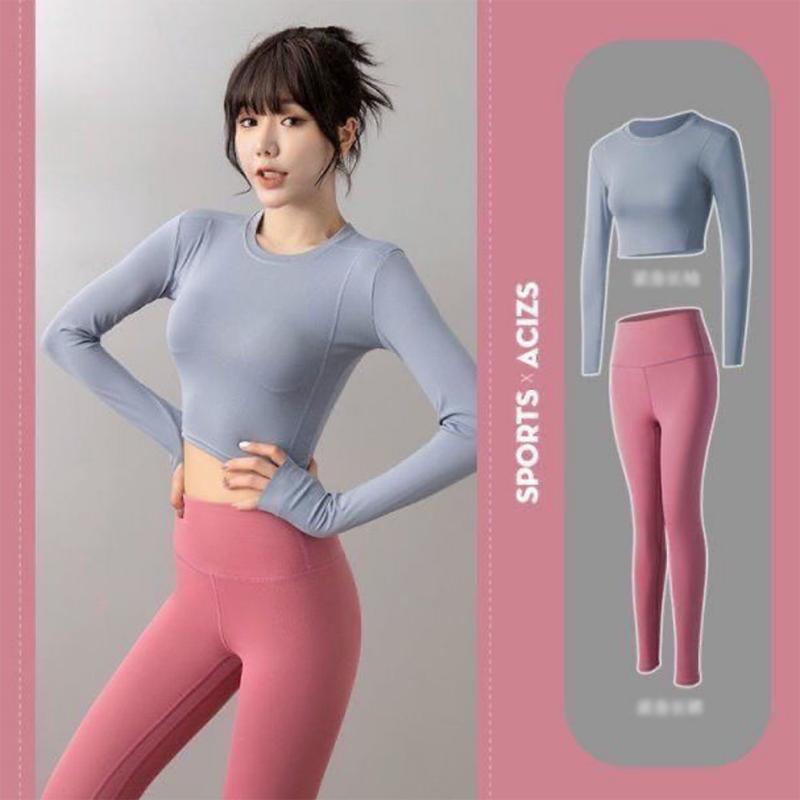 Running Suits Women's Tight High Waist Sexy Yoga Suits Women's Quick-drying Suits Large Size Sports Suits Women's Trousers Long Sleeves