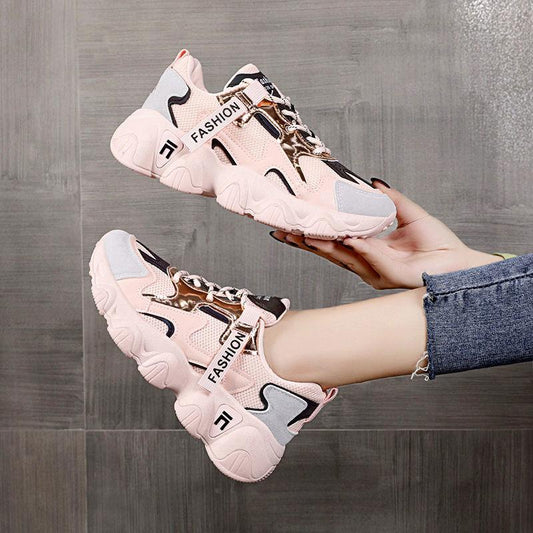 Woman Platform Casual Shoes Ladies Flat Chunky Sneakers Shoes Women Leather Row Shoes