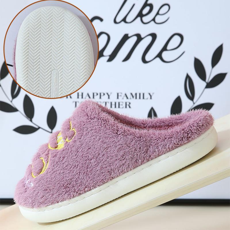 Autumn and Winter Pure Cotton Slippers Indoor Non-slip Soft-soled Shoes Warm Simple Plush Cotton Shoes