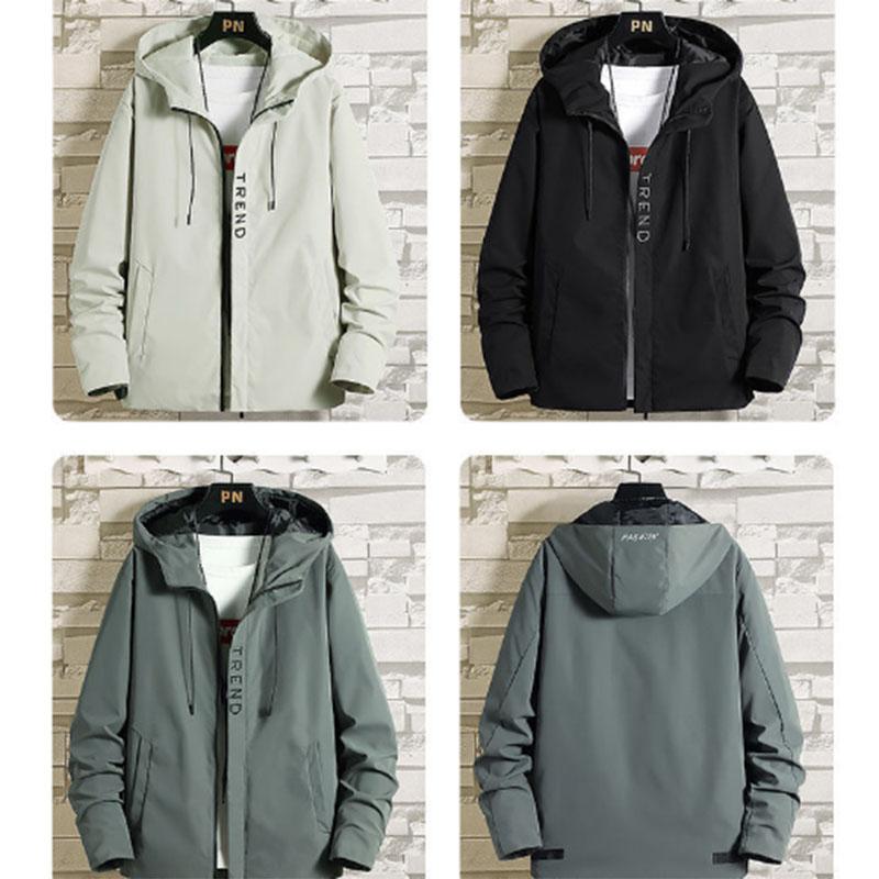 Spring and Autumn Men's Sports Jacket Trend Solid Color Hooded Casual Jacket Loose Student Workwear Thin Baseball Uniform