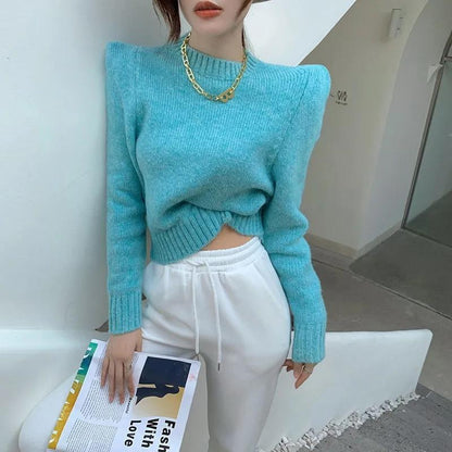 Cropped Sweater Women Fashion Knitted Jumper Pullover Sweaters Autumn Winter New Fashion Long Sleeve Casual Tops Women Knitwear Clothes