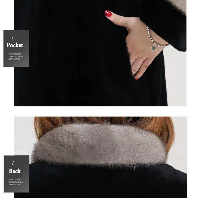 Faux Fur Mother Fitted Mink Collar Plus Cotton Thick Slim Mid-length Sheep Shearing Coat